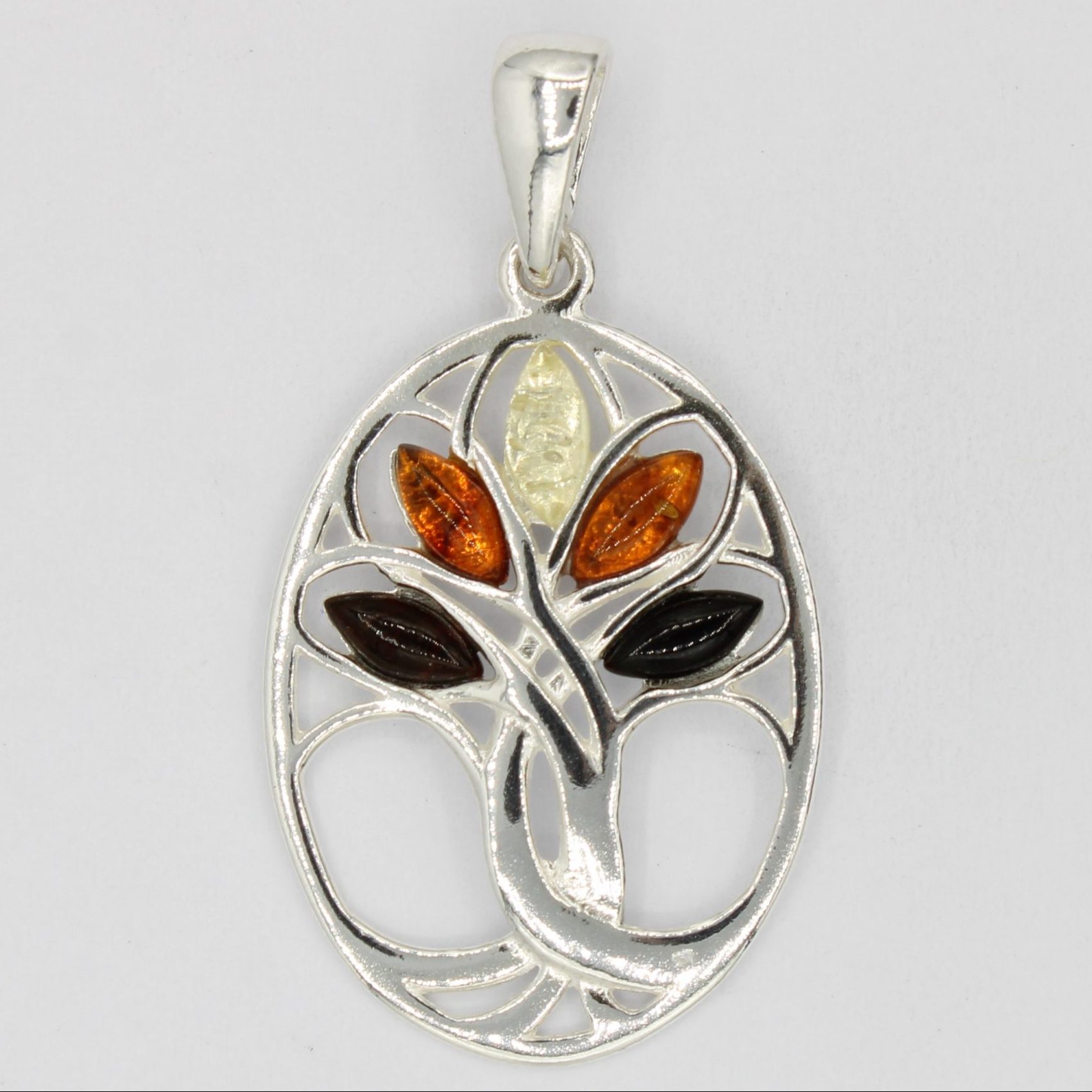 Pendentif en Argent 925/000 et Ambre verte