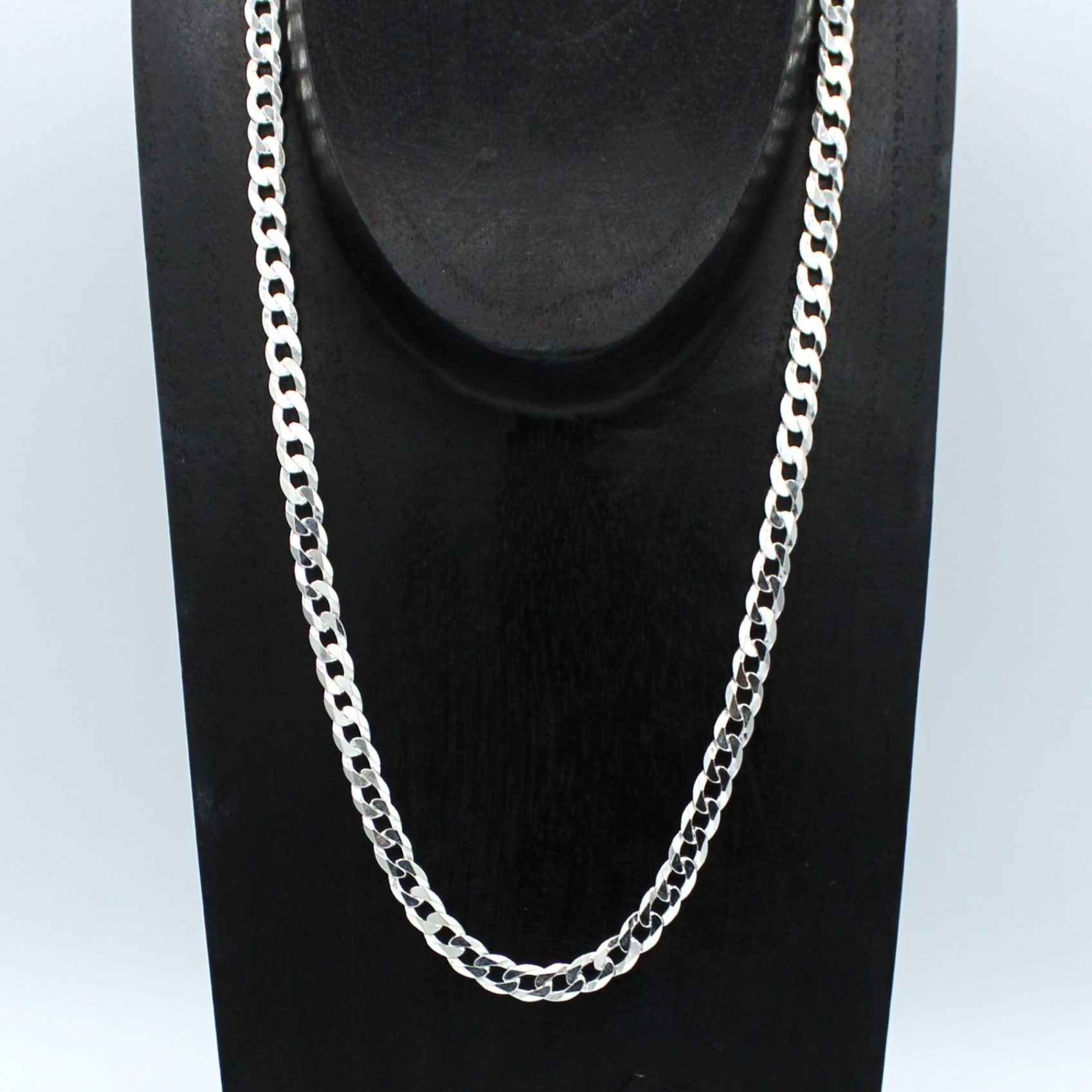 Très Beau Collier Chaîne En Argent Massif 925 - Maille Art Nouveau, Déco Simple